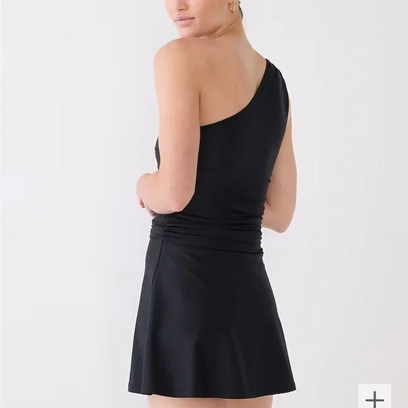 Jcrew Ruched one-shoulder swim dress, black 0 - Picture 2 of 8